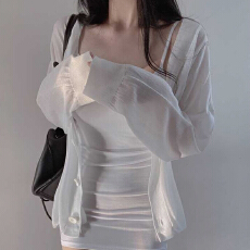 批发韩国东大门新款通勤百搭慵懒简约女人味宽松防晒长袖<b class='q'>针织</b><b class='q'>开衫</b>上衣