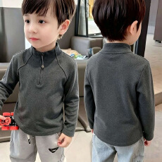 男女童半开衫卫衣2026新款儿童半高领拉链长袖韩版春秋款男宝上衣