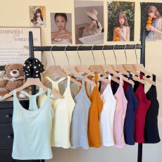 批发新款运动背心休闲百搭多色系多巴胺女上衣性感时尚带胸垫美背