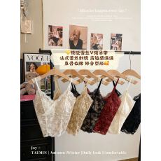 批发纯欲<b class='q'>蕾丝</b>刺绣V领吊带法式美背鱼骨收腰修身塑形百搭<b class='q'>性感</b>女背心