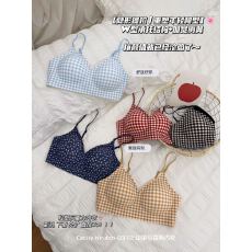 批发山茶花香氛内衣女小胸聚拢显大固定杯无痕无钢圈收副乳格子文胸罩