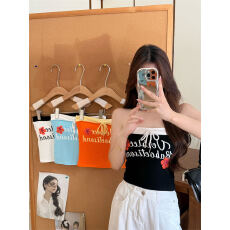 批发260克人棉 甜辣妹新款一字围印花美背固定杯百搭舒适显瘦女抹胸