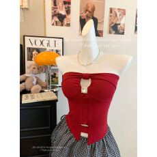 批发260克人棉 时尚新款钻扣镂空一字围美背带胸垫显瘦百搭女打底抹胸