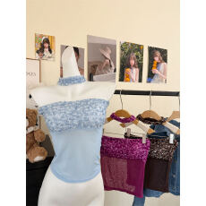 批发时尚新款性感亮片网纱裹胸美背带胸垫配送围脖显瘦百搭女打底抹胸