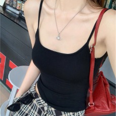 批发吊带背心女带胸垫2026新款秋冬内搭打底美背<b class='q'>文胸</b>一体外穿无袖上衣