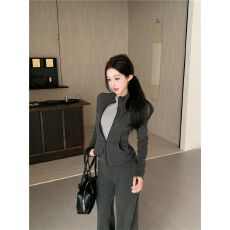 批发原版色织面料韩系时尚纯色气质<b class='q'>长袖</b>卫衣女秋高腰显瘦休闲外套上衣