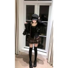 批发已出货 裙女早秋季假两件<b class='q'>蕾丝</b>豹纹上衣穿搭蛋糕裙子两件套