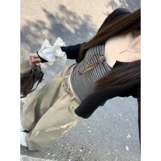 批发玖玖 韩系条纹吊带长袖开衫两件套2025秋季新款女<b class='q'>设计</b>感显瘦减