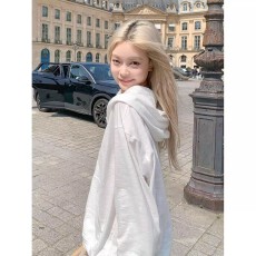 批发韩系白色连帽防晒衫女款夏季宽松慵懒风休闲空调开衫薄款防晒外套