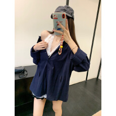 批发<b class='q'>夏</b>季新款韩系腰带宽松衬衫+收腰蕾丝裙套装