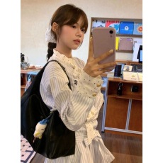 批发已出货 蝴蝶结条纹衬衫连衣裙子女秋<b class='q'>夏</b>2025新款小个子韩系穿搭