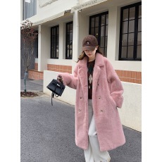 批发已出货 长款宽松加厚加棉保暖<b class='q'>西服</b>领毛毛外套大衣女