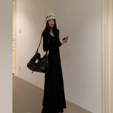 批发已出货 秋内搭<b class='q'>连衣裙</b>女长袖打底裙收腰显瘦a字长裙