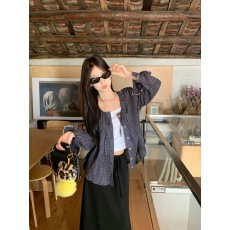 批发已出货 复古<b class='q'>格子</b>长袖<b class='q'>衬衫女</b>初秋设计感宽松休闲慵懒衬衣外套上衣