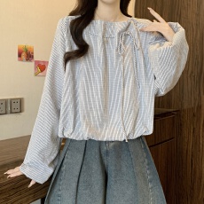 批发已出货 条纹高级感长袖<b class='q'>衬衫女</b>