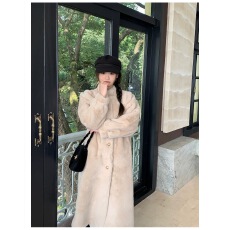 批发已出货 新款水貂绒大衣加厚加棉宽松立领羊羔毛中长款皮草外套女