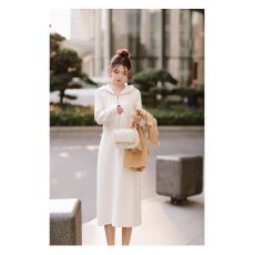 批发已发货 连帽<b class='q'>连衣裙</b>女秋冬季新款MM收腰显瘦遮肚休闲过膝卫衣裙