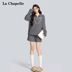 批发已出货 <b class='q'>女</b>2025新款秋冬慵懒高级感短裤两件套<b class='q'>装</b>上衣