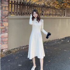 批发已出货 高领针织毛衣裙秋季小个子收腰显瘦中长款打底A字<b class='q'>连衣裙</b>