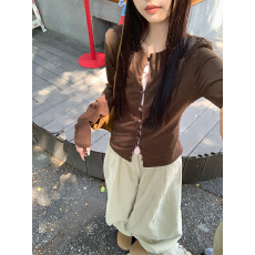 批发已出货 原版包扣咖拼粉复古<b class='q'>假两件</b>内搭打底衫t恤女早秋