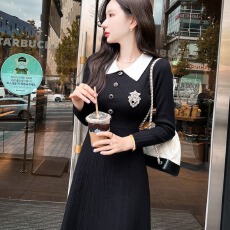 批发已出货 2025年<b class='q'>新款</b>收腰时尚气质内搭打底A字裙针织<b class='q'>毛衣</b>裙