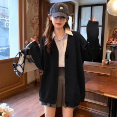 批发已出货 慵懒风宽松加厚<b class='q'>毛衣</b>外套爆款秋季<b class='q'>新款</b>V领显瘦软糯针织开衫