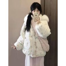 批发已出货 新款萌卡<b class='q'>日系</b>毛领连帽棉服外套女百搭宽松学生面包服棉袄