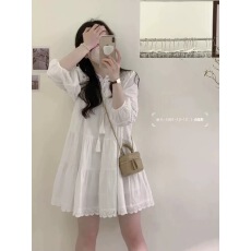 批发已出货 镂空法式拼接长袖连衣裙<b class='q'>夏</b>季波西米亚宽松A字短裙