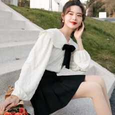 批发已出货 2024新款大码胖mm设计感蝴蝶结外穿洋气长袖衬衣