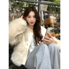 批发已出货 新款韩系仿狐狸毛皮草<b class='q'>短款</b>外套女加棉加厚系带毛毛上衣