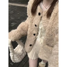 批发已出货 羊羔毛外套女<b class='q'>短款</b>加厚羊羔绒皮毛一体宽松皮草毛毛上衣