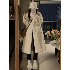 批发已出货 毛毛外套女秋冬懒兔毛年轻环保皮草加棉加厚大衣