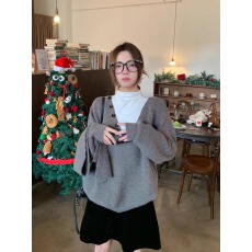 批发已出货 织衫女冬季设计感小众红色毛衣宽松百搭休闲上衣