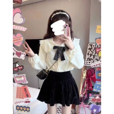 批发已出货 春秋2024新款大码胖mm设计感蝴蝶结外穿洋气长袖衬衣