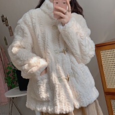 批发已出货 外套女秋冬加厚2023新款韩系高级感牛角扣小个子棉服