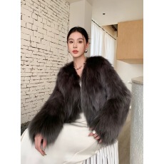 批发已出货 海宁皮草外套女环保狐狸毛加厚毛毛大衣显瘦小个子