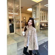 批发已出货 爆款富人区同款羊羔毛立领仿加厚宽松皮草毛毛外套大衣女