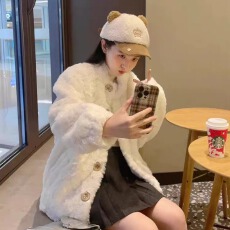批发已出货 外套女冬2025新款奶fufu环保羊羔绒皮草毛茸保暖上衣