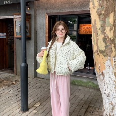 批发已出货 田园风小碎花羽绒棉<b class='q'>服</b>立领小个子保暖女棉衣外套款