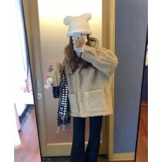 批发已出货 大衣女秋冬季加厚宽松毛毛外套