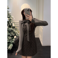 批发已出货 <b class='q'>吊带</b><b class='q'>连衣裙</b>蝴蝶结气质打底衫冬季套装