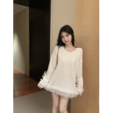 批发已出货 韩系<b class='q'>甜美</b>减龄小个子花边长袖上衣女