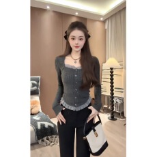 批发已出货 正肩亮丝针织衫<b class='q'>大码</b>女装秋装胖mm<b class='q'>打底衫</b>糯米灰上衣