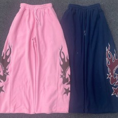 批发已出货 火焰刺绣贴布抽绳阔腿男<b class='q'>女</b><b class='q'>长裤</b>