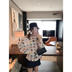 批发已出货 软糖星星灯<b class='q'>长袖</b><b class='q'>T</b><b class='q'>恤</b>新款斜肩上衣