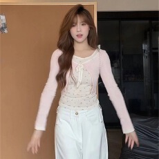 批发已出货 假两件显瘦<b class='q'>新款</b>氛围感穿搭女<b class='q'>上衣</b>女