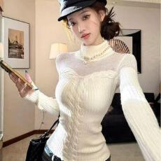 已出货 针织衫女冬修身显瘦打底衫上衣