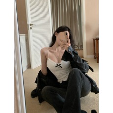 已出货 蝴蝶结蕾丝吊带小背心女收腰打底内搭上衣外穿美背