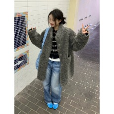 批发已出货 皮草中长款立领加棉加厚羊羔毛绒环保毛毛外套女