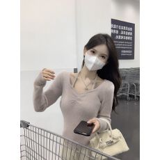 已出货 修身长袖针织衫女2026春款显瘦内搭打底衫上衣